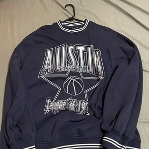 H&M blue and white varsity hoodie